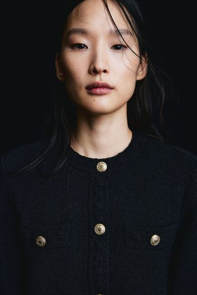 Textured-knit cardigan - Black - Ladies | H&M GB | H&M (UK, MY, IN, SG, PH, TW, HK)