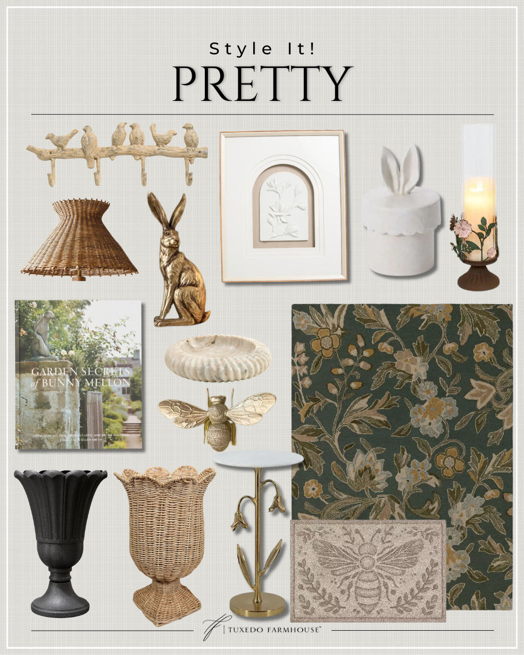 Soft, charming, and a little bit whimsical 🌿✨

These “pretty” details are what bring a space to life—layered textures, vintage-inspired accents, and subtle nature motifs that feel collected and timeless. From woven pieces to brass touches and delicate florals, it’s all about creating a look that feels warm, curated, and effortlessly beautiful 🤍
springdecor #collectedhome #neutralstyle #vintagestyle #cozyhome 

 