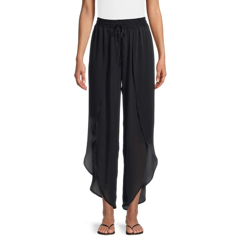Time And Tru Women's Gathered Waist Petal Pants Cover Up | Walmart (US)