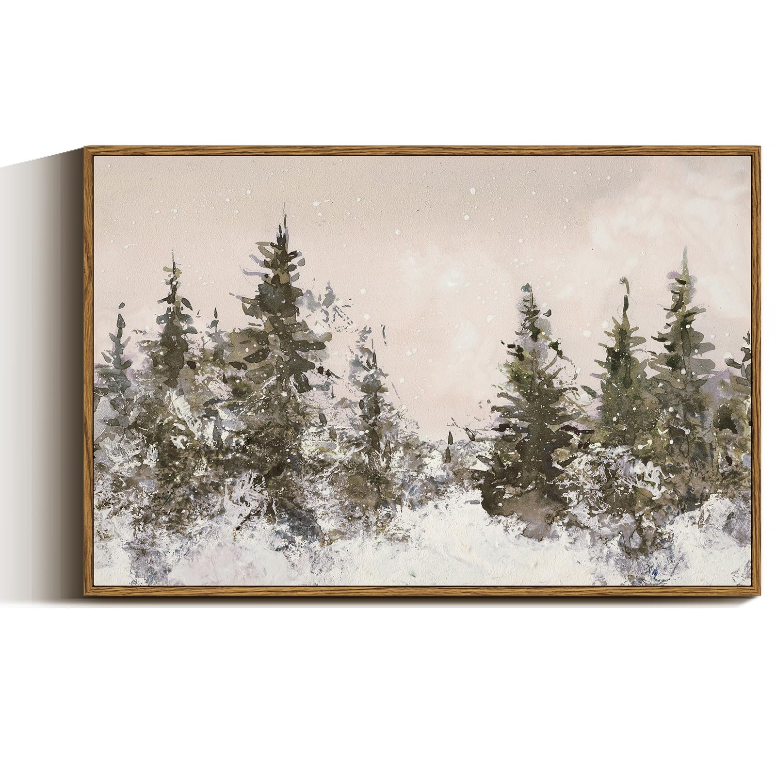 Christmas Decorations, Large Christmas Tree Framed Wall Art Picture Painting Artwork, Indoor Vint... | Amazon (US)