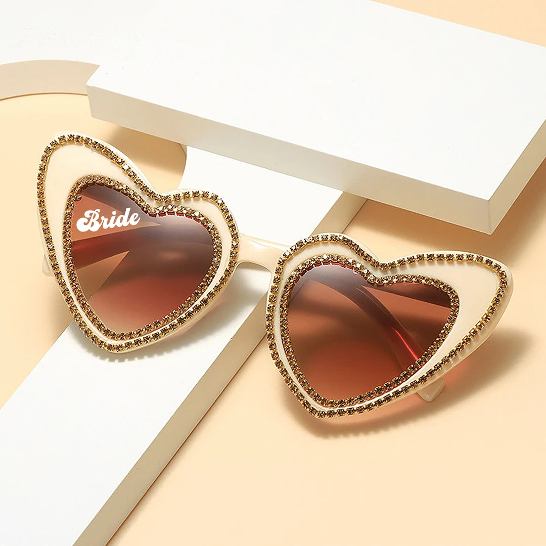 Personalised Heart Shaped Sunglasses,Custom Hen Party Sunglasses,Bachelorette Party Sunglasses,Br... | Etsy (US)