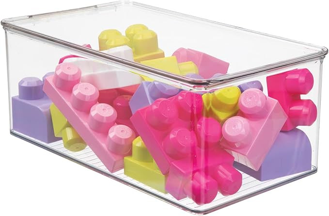 mDesign Playroom Stackable Plastic Storage Box with Lid - for Organizing Baby/Child's/Kids Toys, ... | Amazon (US)