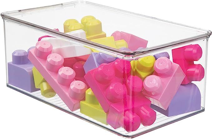 mDesign Playroom Stackable Plastic Storage Box with Lid - for Organizing Baby/Child's/Kids Toys, ... | Amazon (US)