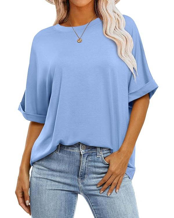 ANRABESS Womens Tops Oversized T Shirts Short Sleeve Crewneck Summer Casual Loose Basic Tee Shirt... | Amazon (US)