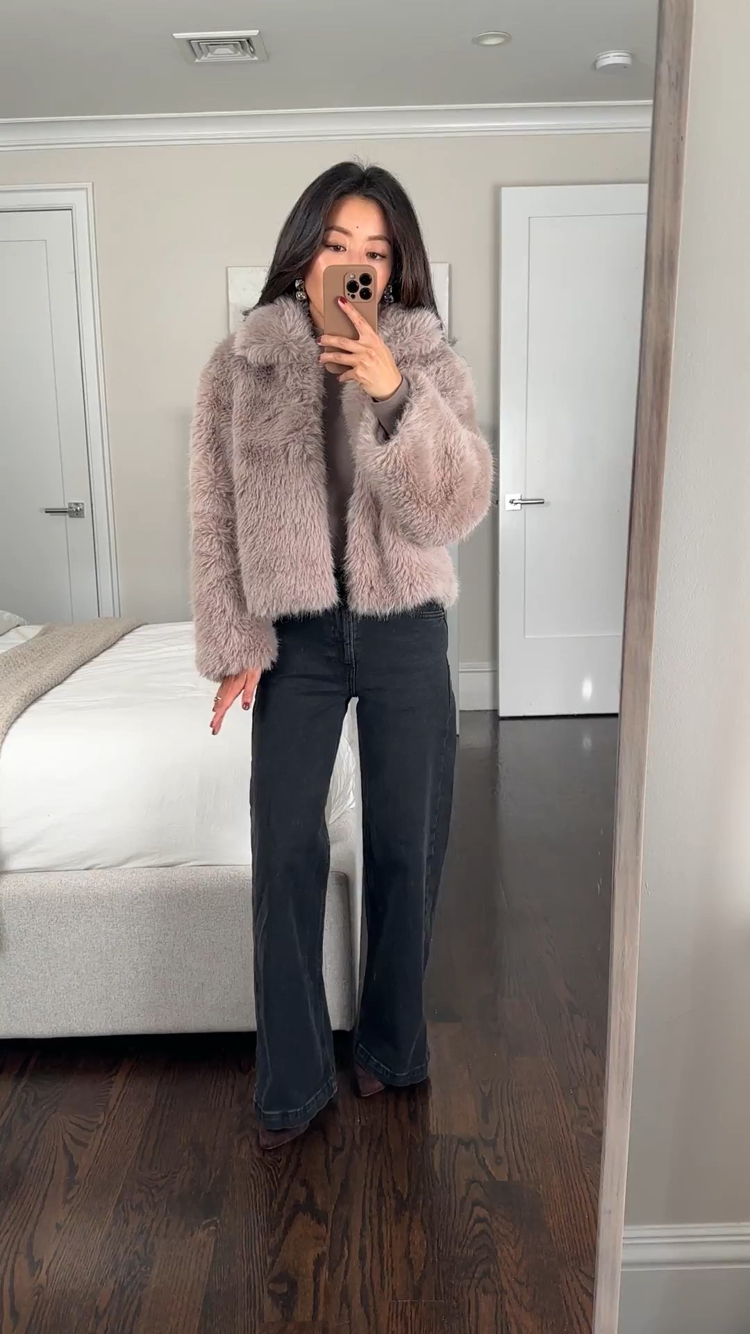 Dressing up denim with a little glam jacket on sale 

My mock neck staple tee is on super sale for $13!!

Also linked other Gap festive items stocked in petites on sale 

• Gap faux fur jacket - I’m actually wearing a kids size (12) X- large, but it also comes in women’s and toddler sizing for mommy & me matching outfits!  

Beautiful taupe-colored faux fur and very soft. Shorter length with a roomy fit. This kids version has no closure while the women’s has a zipper front

• Gap stride jeans 24 petite , also linked in corduroy. These are elongating & flattering trouser style jeans. 

these run long but if you want to intentionally shrink the length, they do shrink a bit if you machine dry on high 

• Gap mock neck xs petite - one of my go to layering pieces this season.

In Plymouth Rock brown which is a deeper taupe 

• Amazon brown faux suede boots 5

@gap #gappartner #howyouweargap

Holiday party outfit jacket, Christmas photos coat 

#LTKParties #LTKFindsUnder100 #LTKHoliday