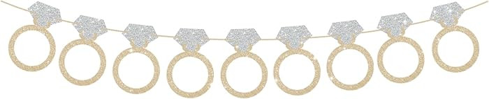 Ring Banner Bachelorette Party Decorations, Pre-Strung Bridal Shower Decorations, Glitter Engagem... | Amazon (US)