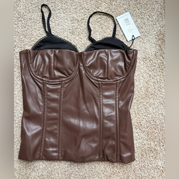 WeWoreWhat Vegan Leather Corset Top in Brown | Poshmark