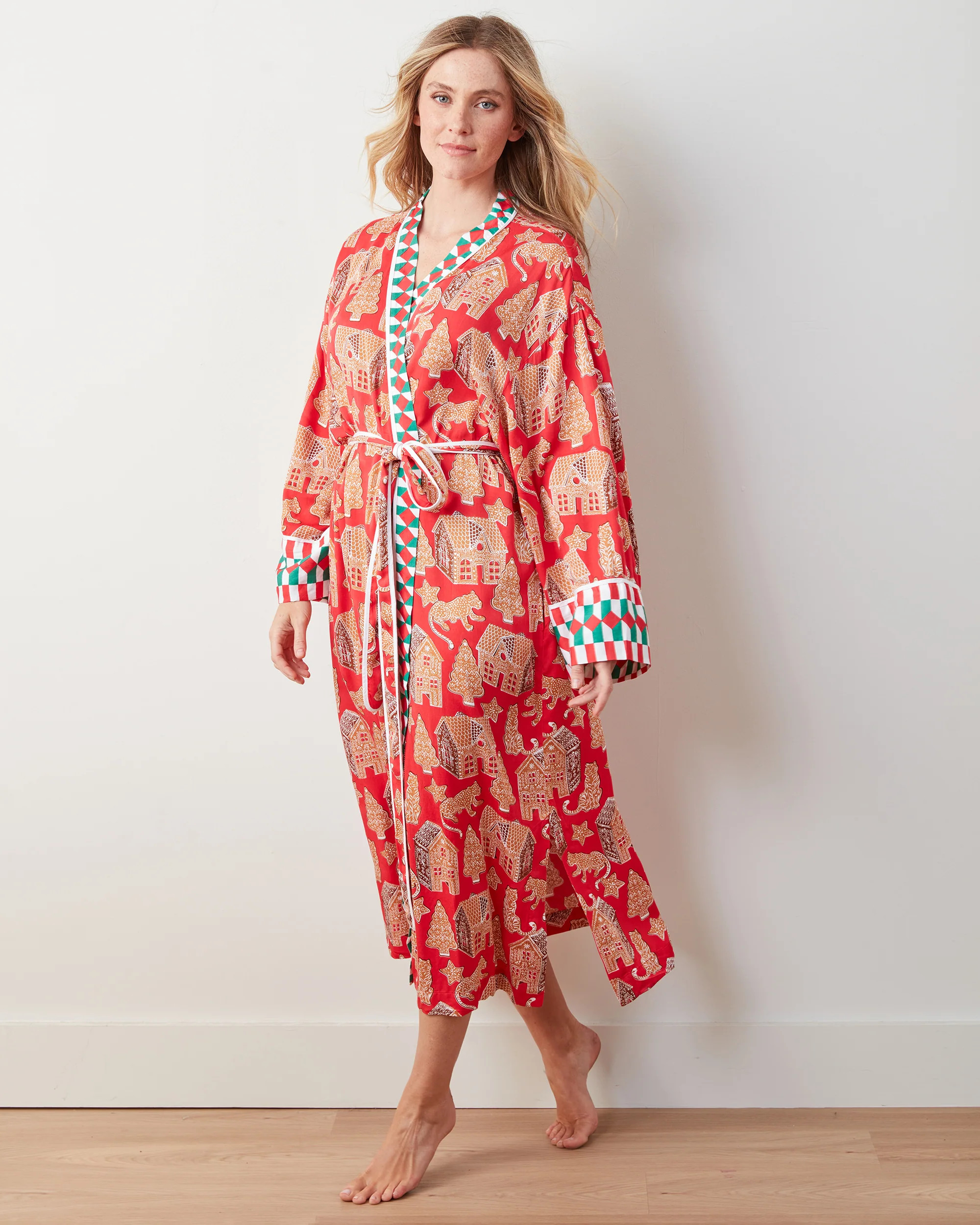 Gingerbread Party - Satin Robe - Ruby | Printfresh