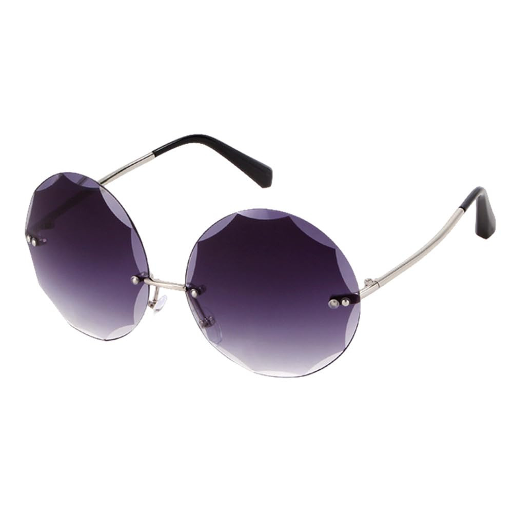 Fashion Round Rimless Sunglasses Women Retro Metal Frame Crystal Sides Clear Glasses Fashion Over... | Amazon (US)