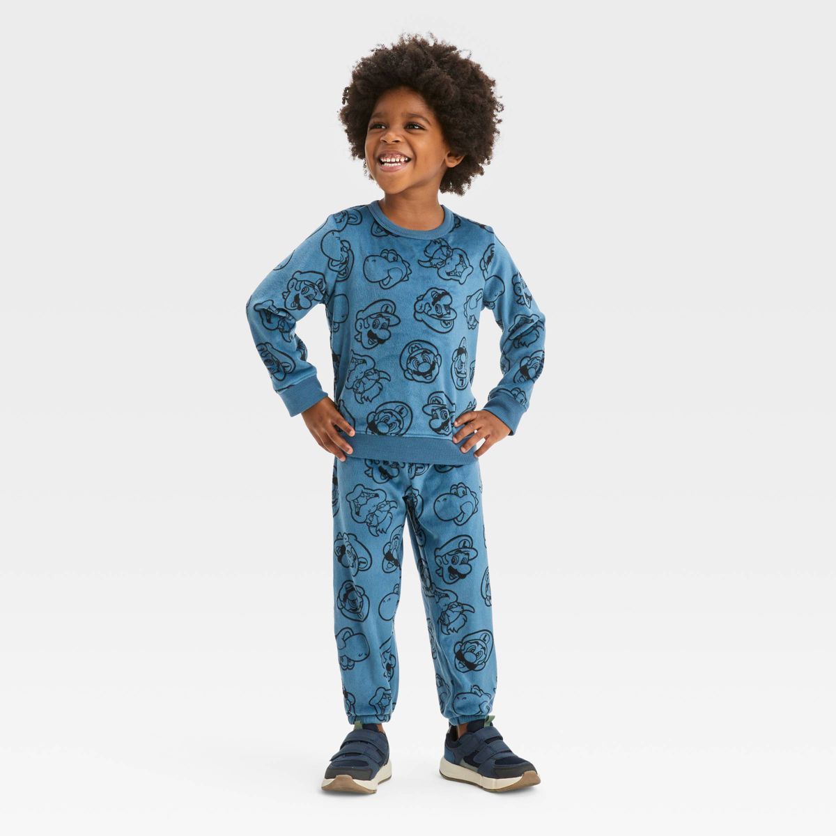 Toddler Boys' Nintendo Super Mario Top and Bottom Set - Blue | Target