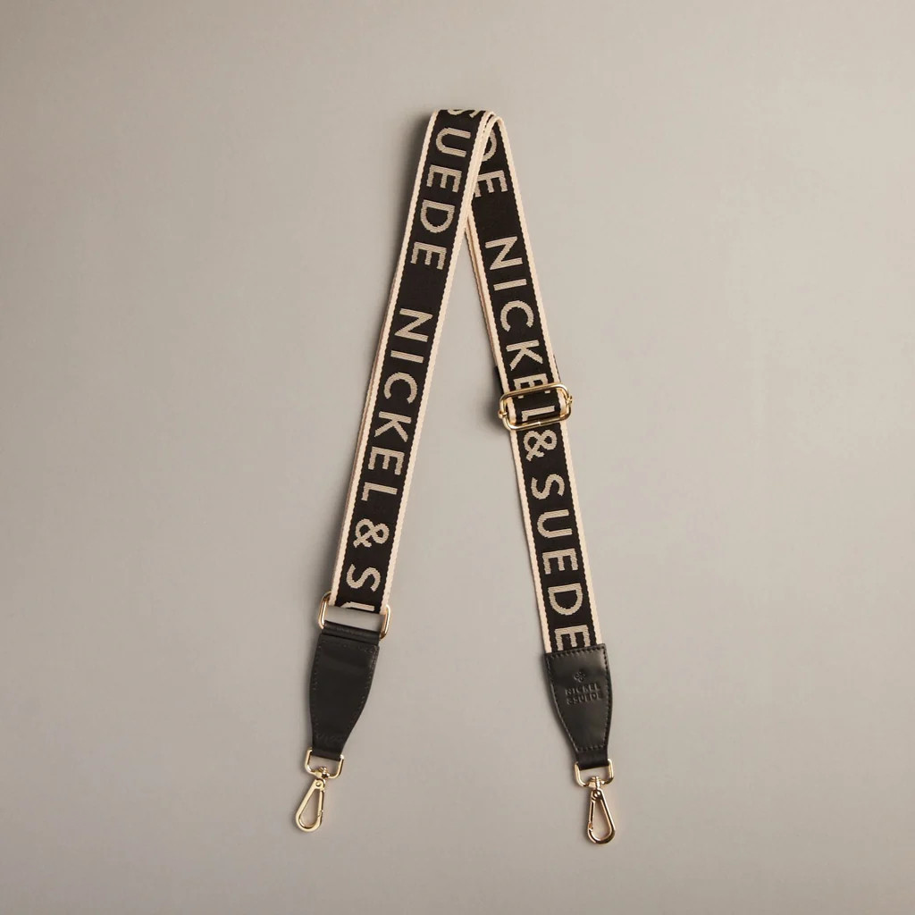 Black N&S Adjustable Handbag Strap | Nickel and Suede