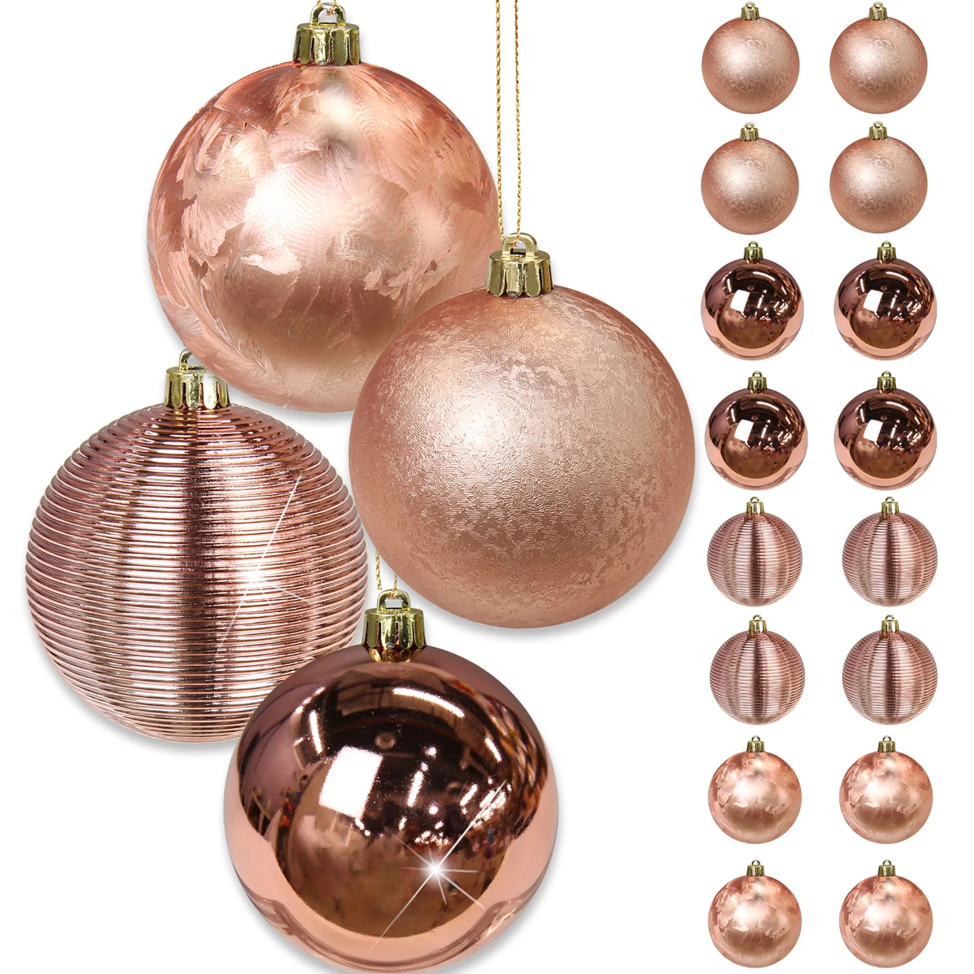 3.15" Christmas Ball Ornaments 16 Pcs Shatterproof Rose Gold Christmas Tree Decorations Xmas Hang... | Walmart (US)