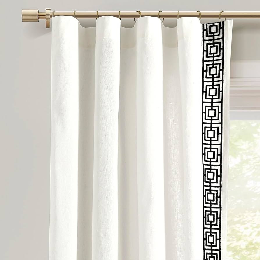 Lush Decor Luxury Modern Square Embroidery Border Window Curtain Panel (Single Panel), 52" W x 84... | Amazon (US)