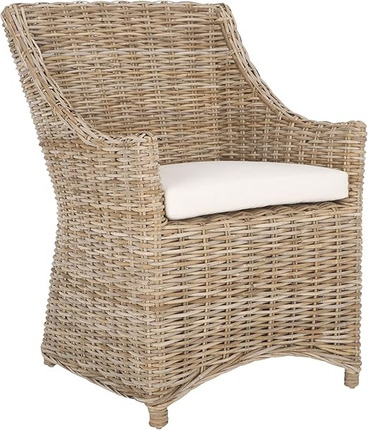 Safavieh Home Collection Ventura Brown and White Washed Arm Chair | Amazon (US)