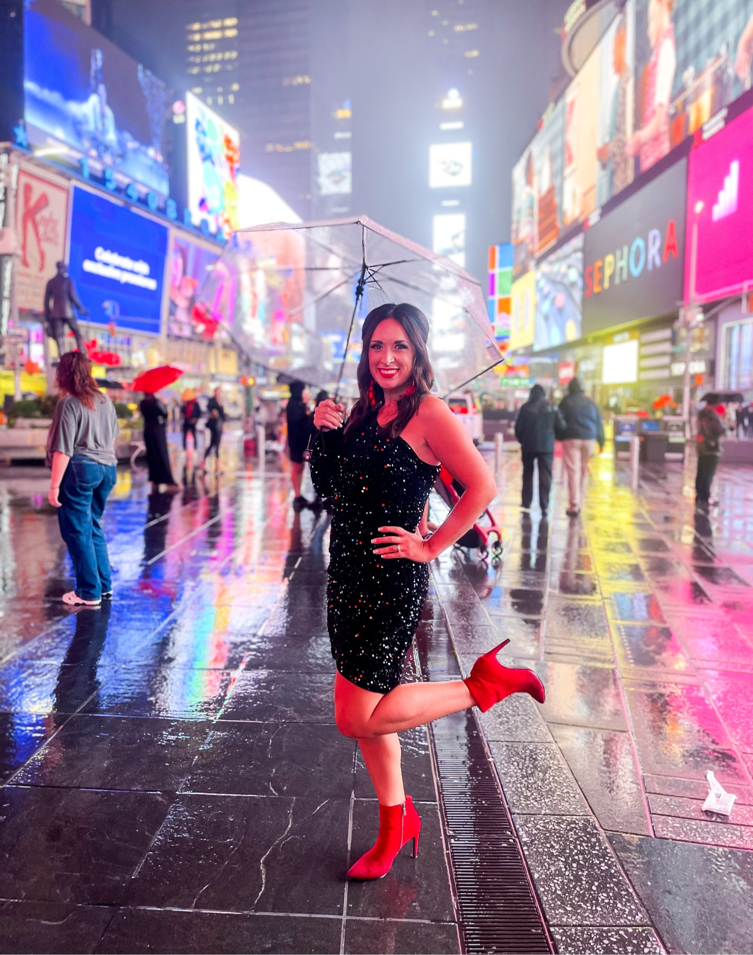 There was something magical about rain in NYC for NYFW. It definitely gave this dress its own moment to shine. This dress is from JustBE. 72! You can find them online and use Shannon20 for a discount on the whole site! These boots are target from a couple years ago but I’ll link some that are similar. They are perfect for the holidays. 

#LTKHoliday #LTKsalealert