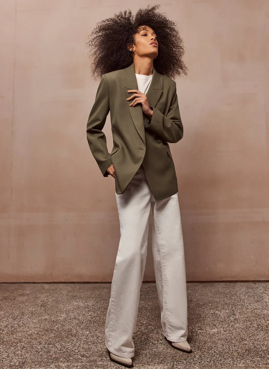 Khaki Asymmetric Blazer | Mint Velvet