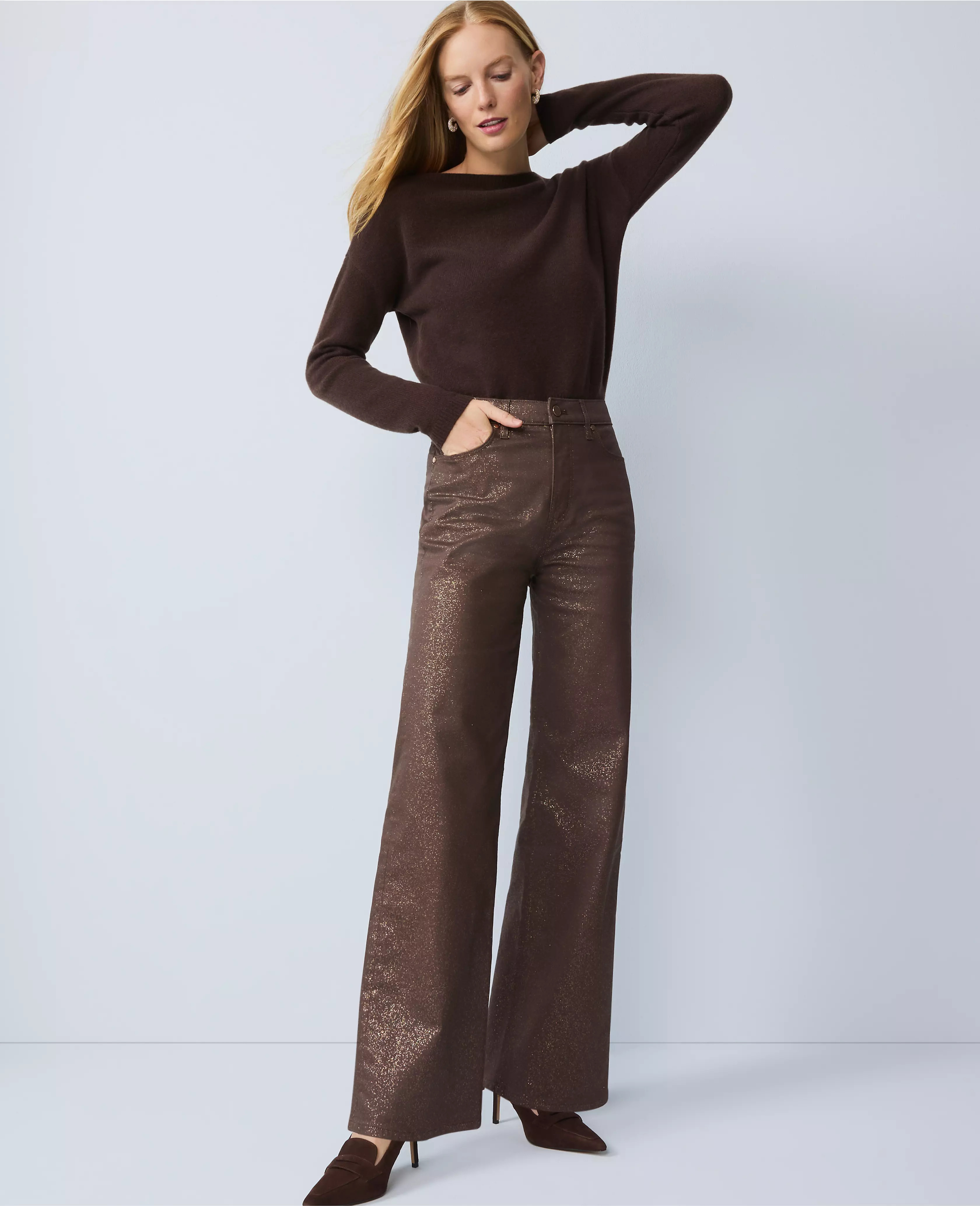 The Shimmer Wide-Leg Jean | Ann Taylor