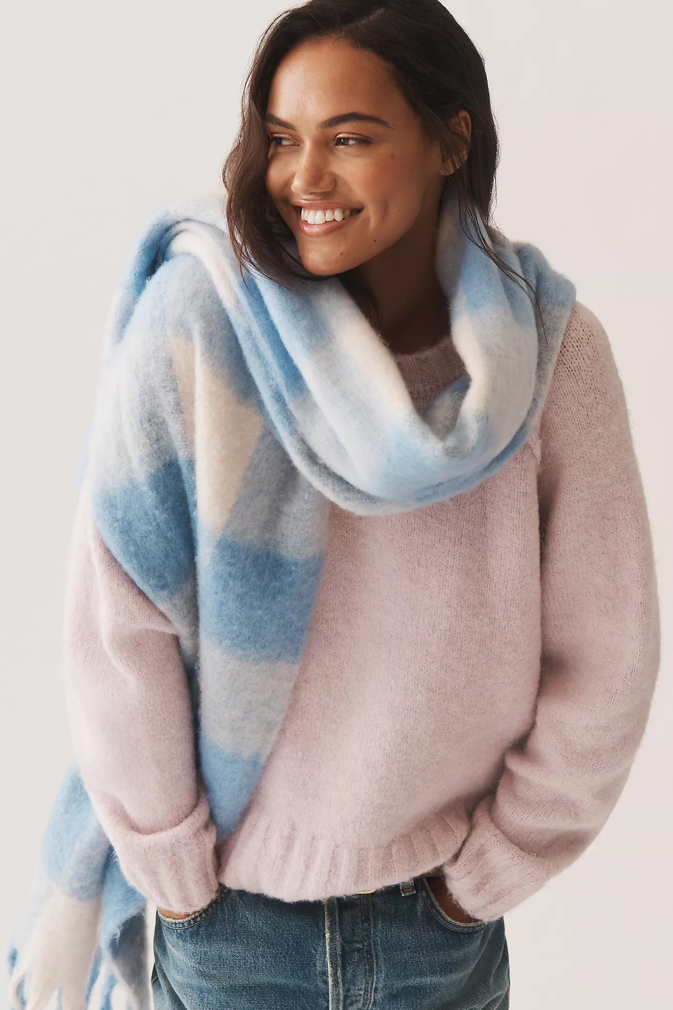 Maeve Plaid Fringe Scarf | Anthropologie (US)