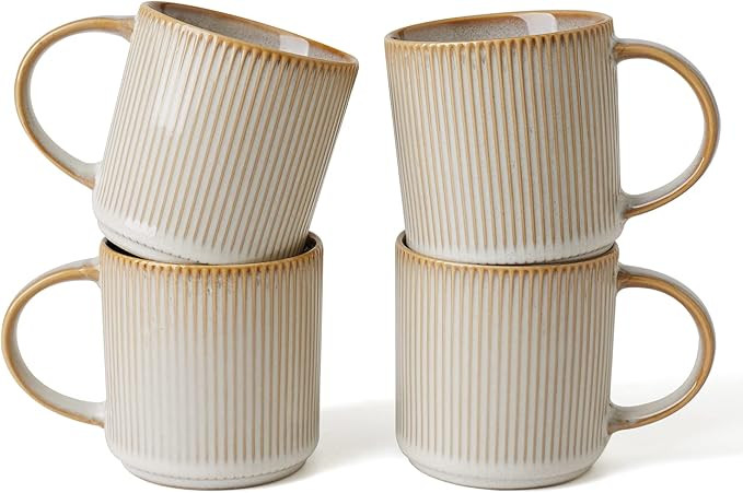 famiware 4 Pieces Coffee Mug, 12 oz Catering Mugs with Handle for Coffee, Tea, Cocoa, Milk, Cappu... | Amazon (US)