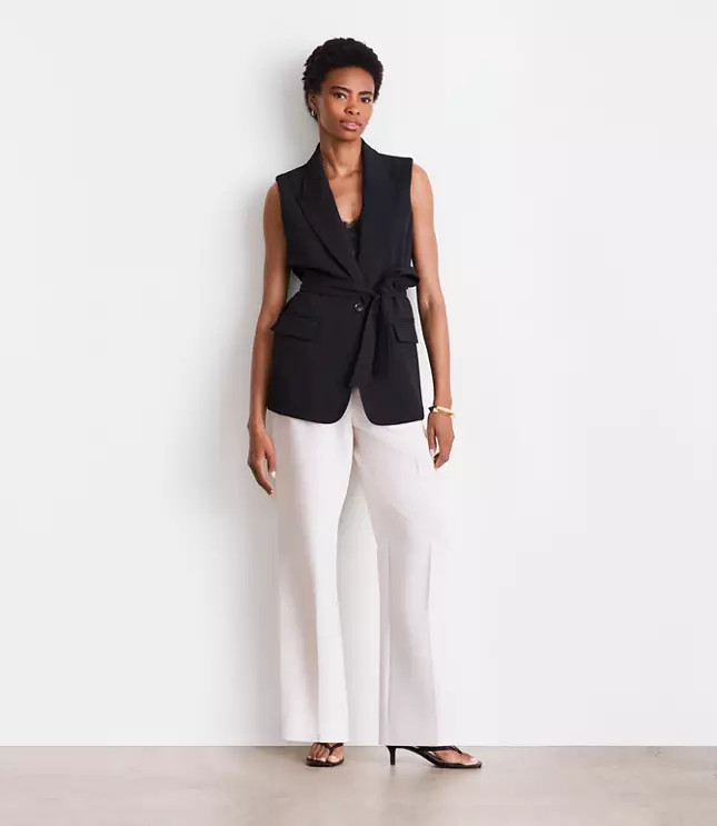 LOFT Versa Crepe Drape Belted Blazer Vest | LOFT