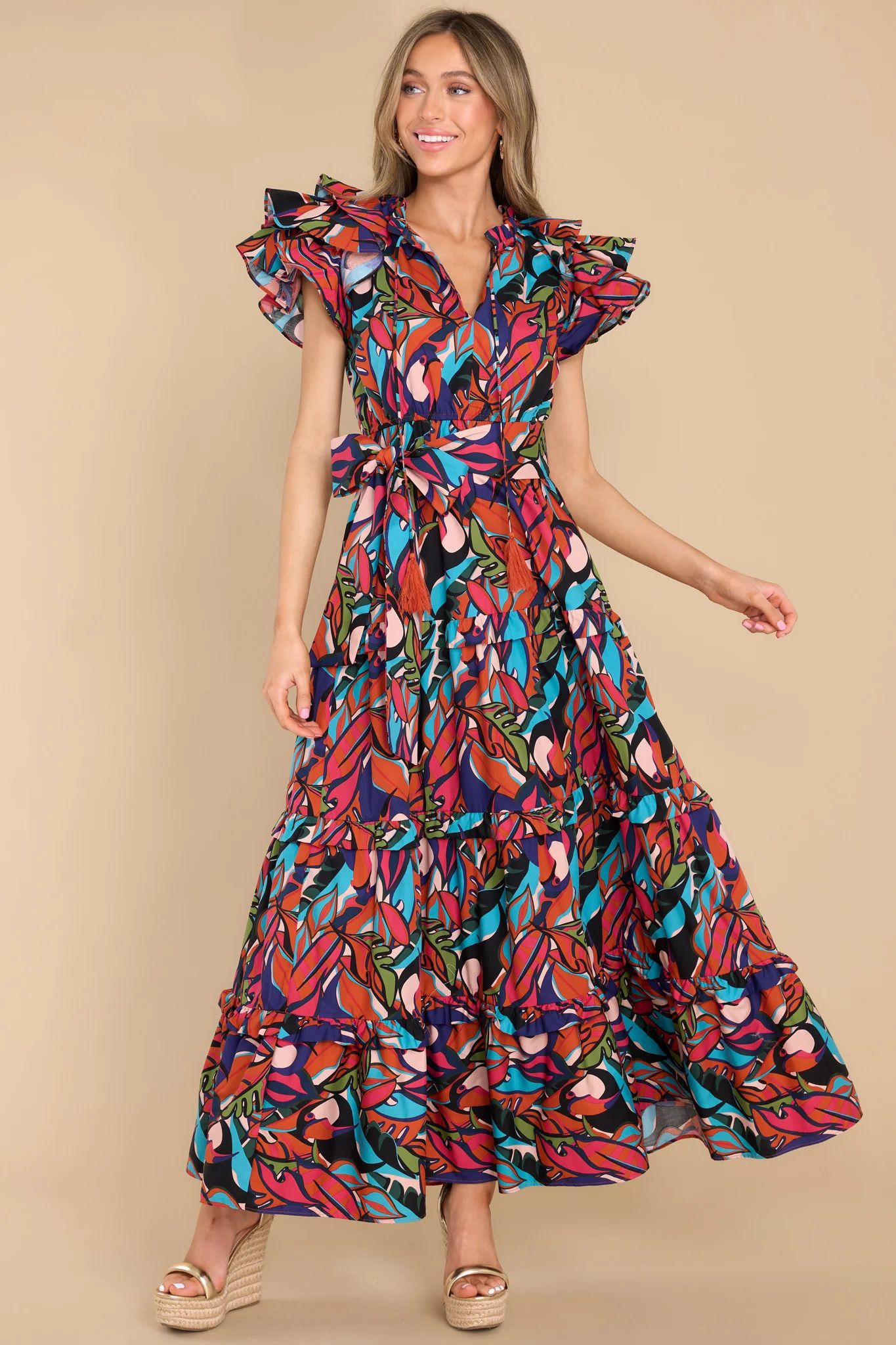 Limit To Your Love Blue Multi Print Maxi Dress | Red Dress 