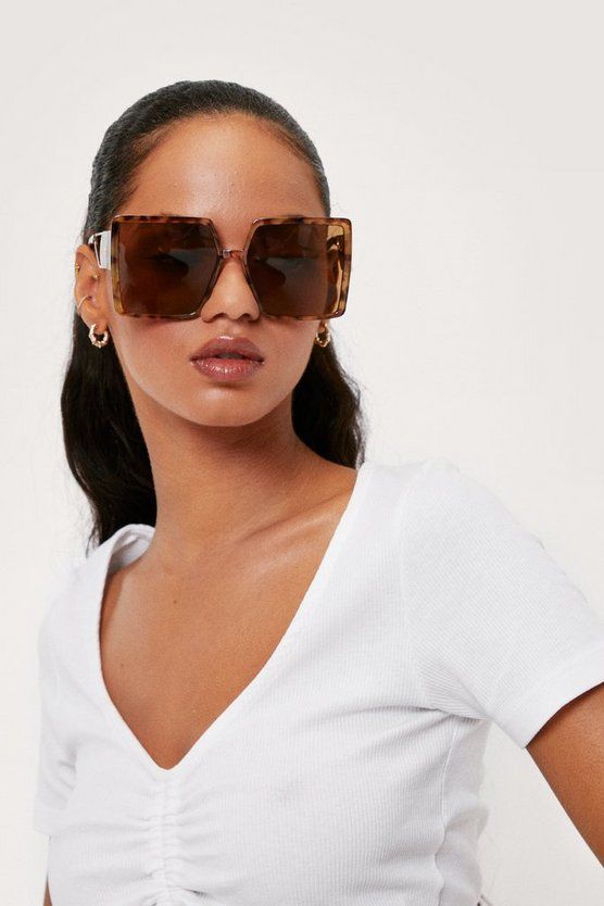 Oversized Tortoiseshell Square Sunglasses | Nasty Gal (US)