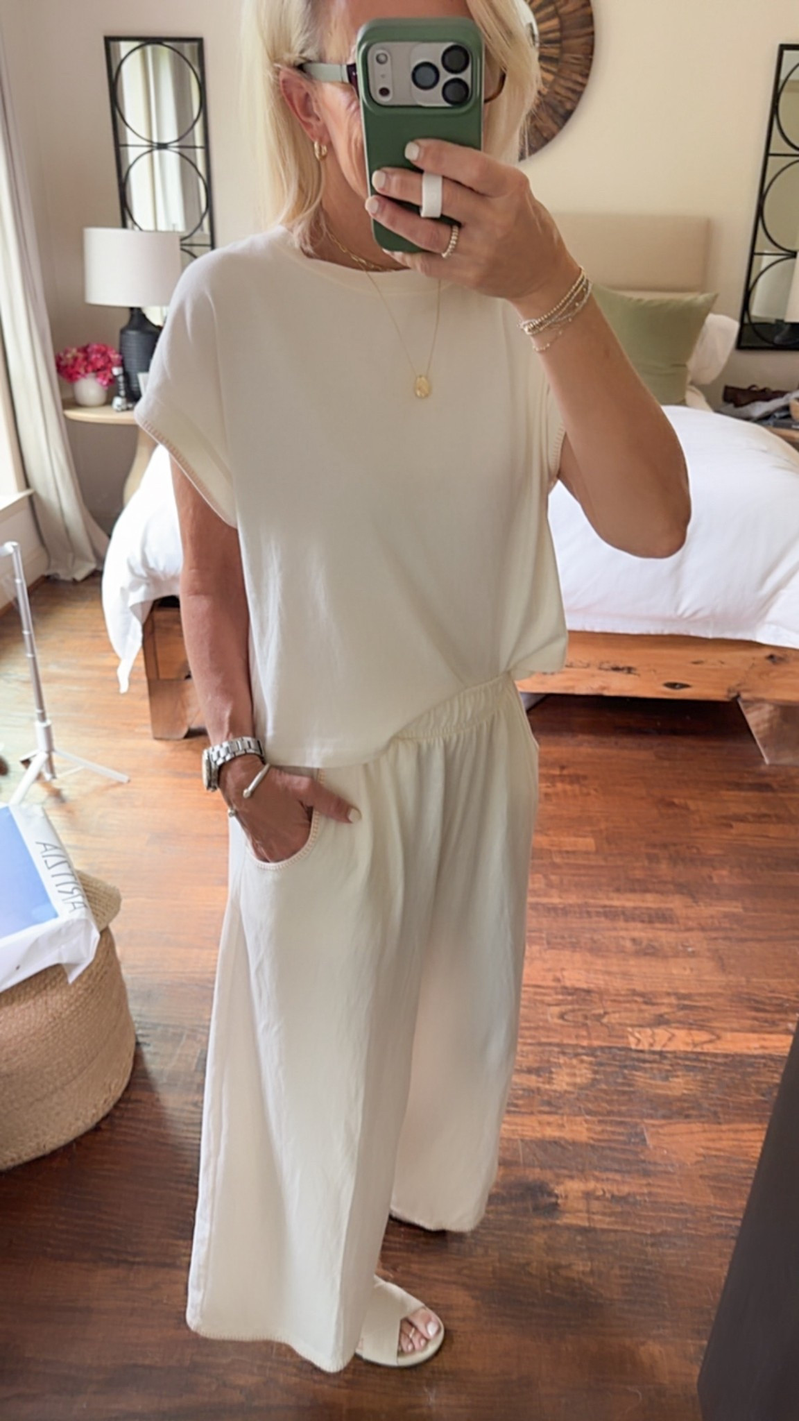 Target 2 piece set sold separately. So cute. 
Top - medium
Bottoms - small 
The stitching on sleeves and pants is so cute 
Comes in 3 colors. I am in neutral colored undies on This color and fine 

Great lounge set 

#LTKmomlife #LTKselfcare #LTKOver40