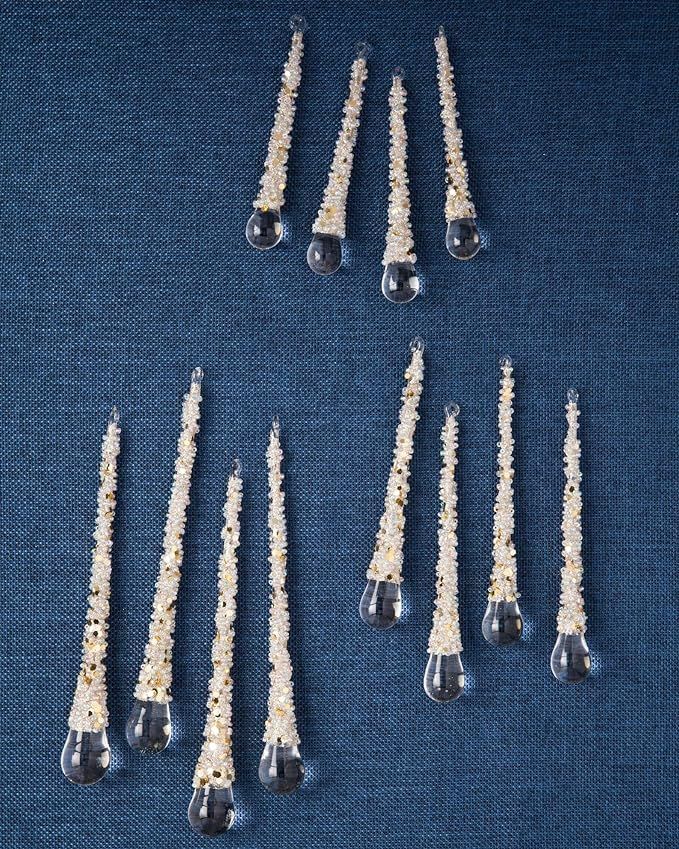 Balsam Hill Set of 12 Premium Small ICY Teardrop Ornaments | Amazon (US)