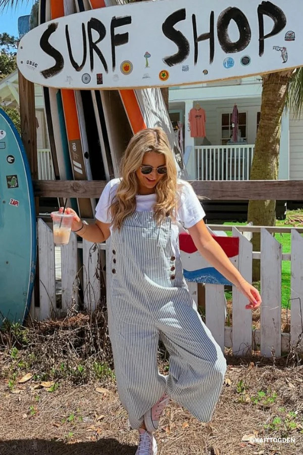 High Hopes Denim Overalls - Denim Stripe | Three Bird Nest