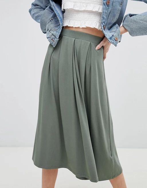 ASOS DESIGN midi skirt with box pleats | ASOS US