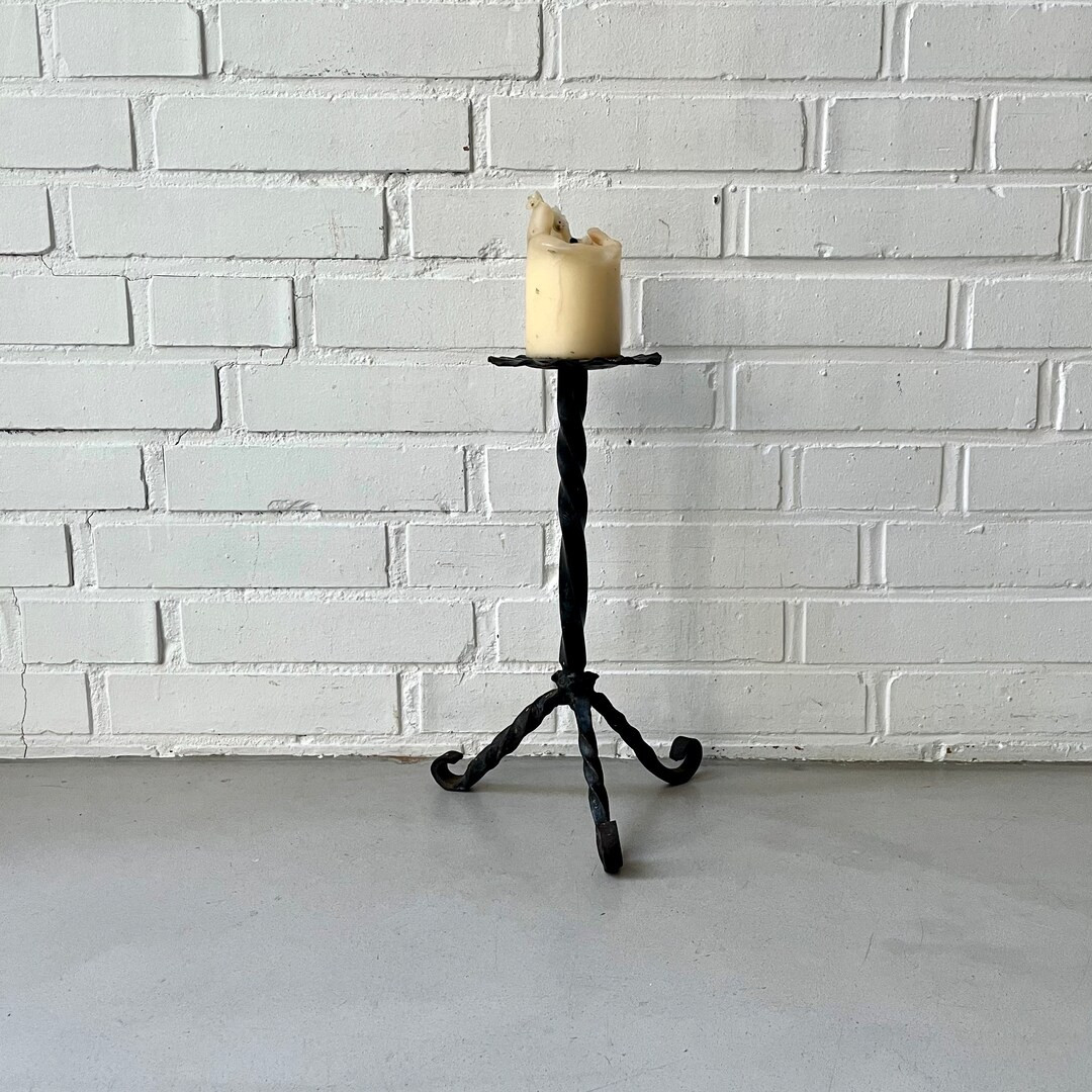 Vintage Candlestick Cast Iron, Mid Century Candlestick Iron, Brutalist Candlestick - Etsy | Etsy (US)