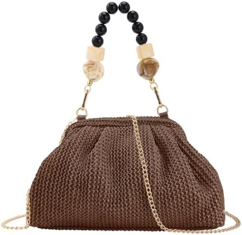 Women's Straw Crossbody Bag Summer Beach, Woven Clutch Purse with Detachable Strap for Vacation | Amazon (US)