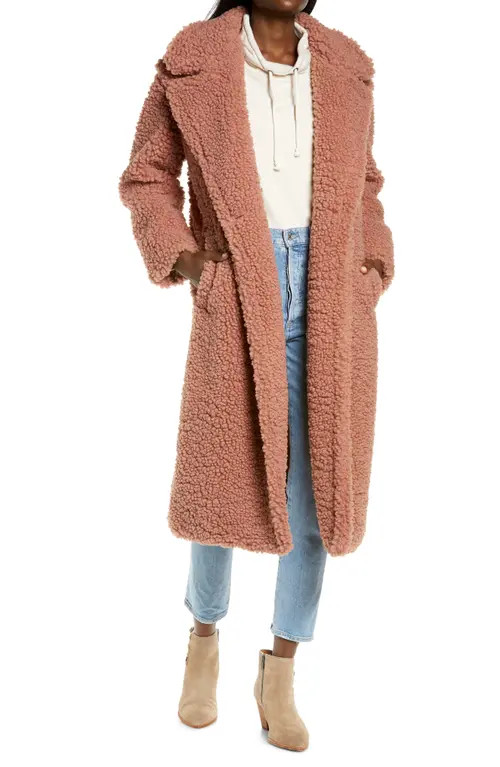 UGG(r) Gertrude Long Teddy Coat in Firewood at Nordstrom, Size Small | Nordstrom