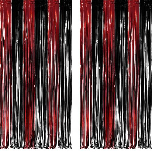 Black Red Party Streamers Backdrop - GREATRIL Foil Fringe Tinsel for Stranger/Friday Party/Hallow... | Amazon (US)