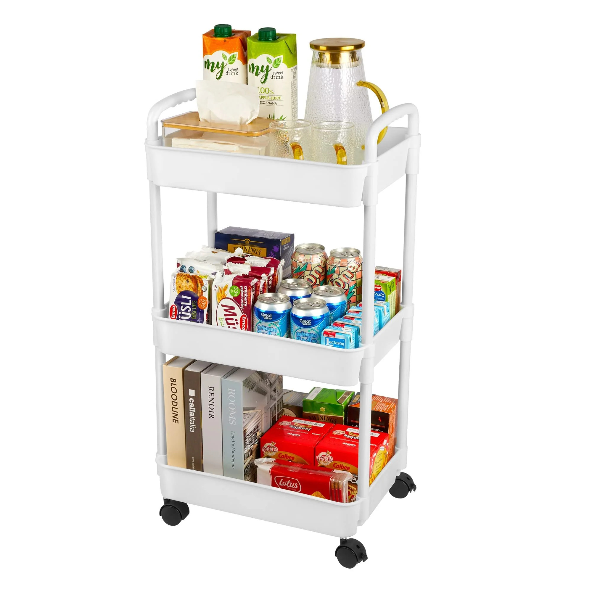 3 Tier Rolling Cart, Vtopmart Kitchen Pantry Storage Utility Cart, for Office, Bathroom, Living r... | Walmart (US)