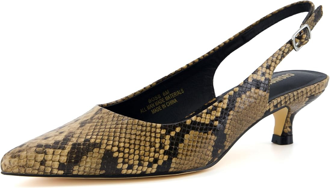 CUSHIONAIRE Women's Boss Kitten Heel Sling Back Dress Shoe +Memory Foam, Wide Widths Available | Amazon (US)