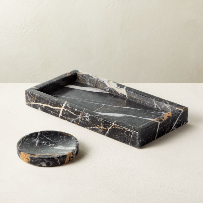 Black Flower Marble Bath Accessories | CB2 | CB2