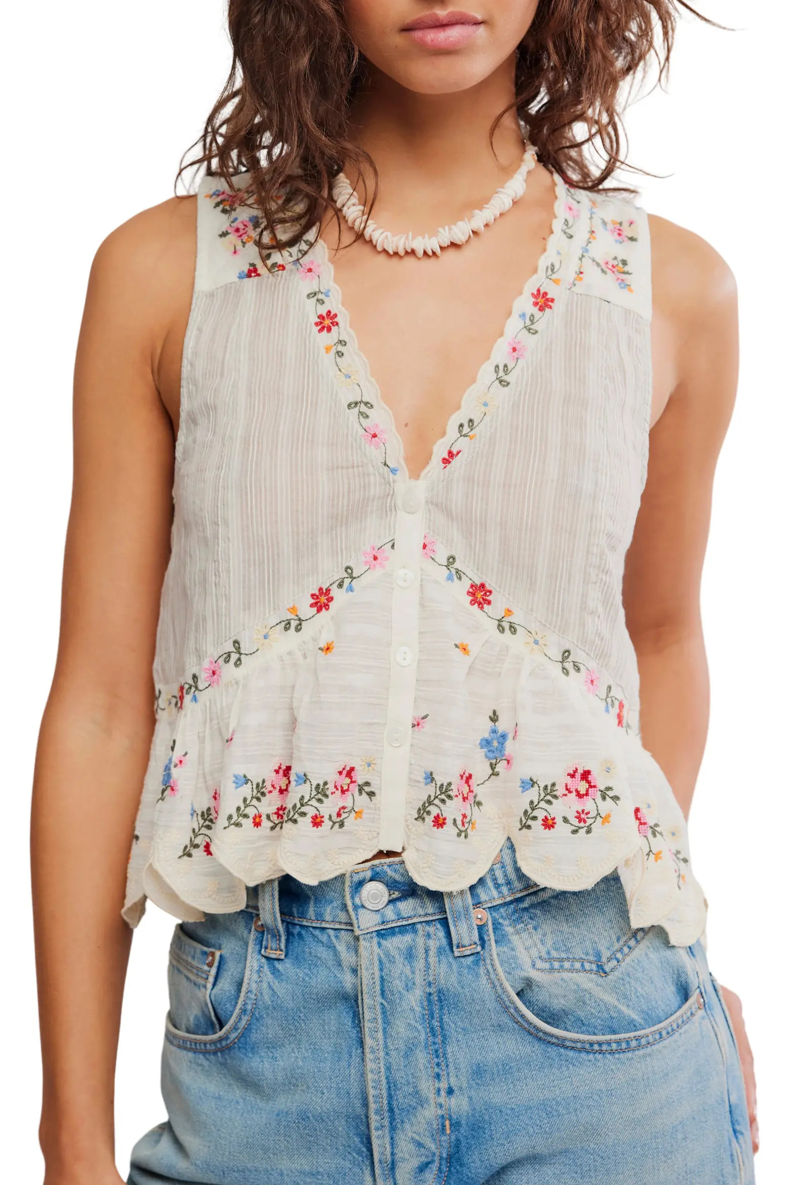 Ellis Embroidered Cotton Button-Up Top (Women) | Nordstrom | Nordstrom
