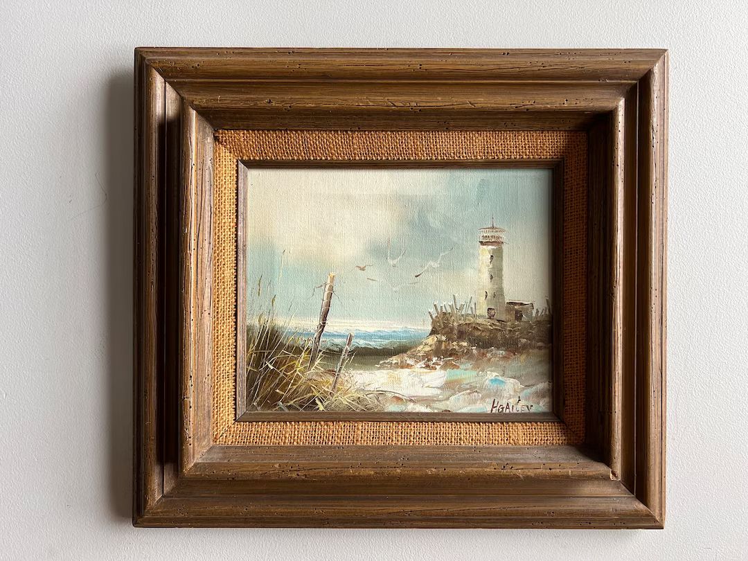 Vintage Nautical Painting of Seaside Landscape Signed by Artist - Etsy | Etsy (US)