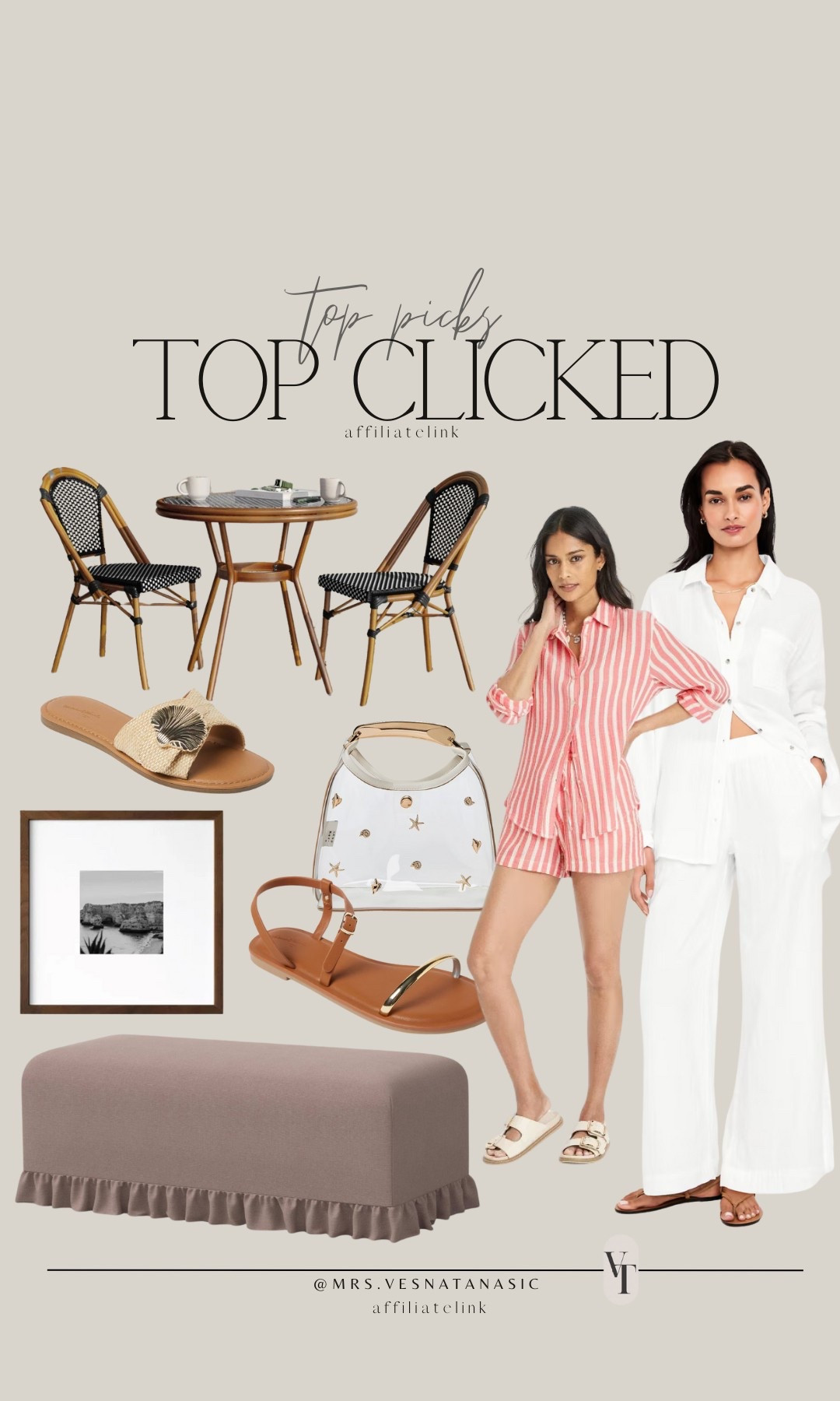 Top clicked this week in home and fashion finds! Found the cutest bistro set, thinking to order for our front porch. Loving these linen sets for summer and perfect for vacation! 

#wayday #wayfair #target #bag #seashell #sandals #linenset #linenpants #linenshorts #bench #targetstyle #target #frame #wayfairfinds #sandals @wayfair @target @targetstyle 

#LTKHome #LTKSaleAlert #LTKSeasonal
