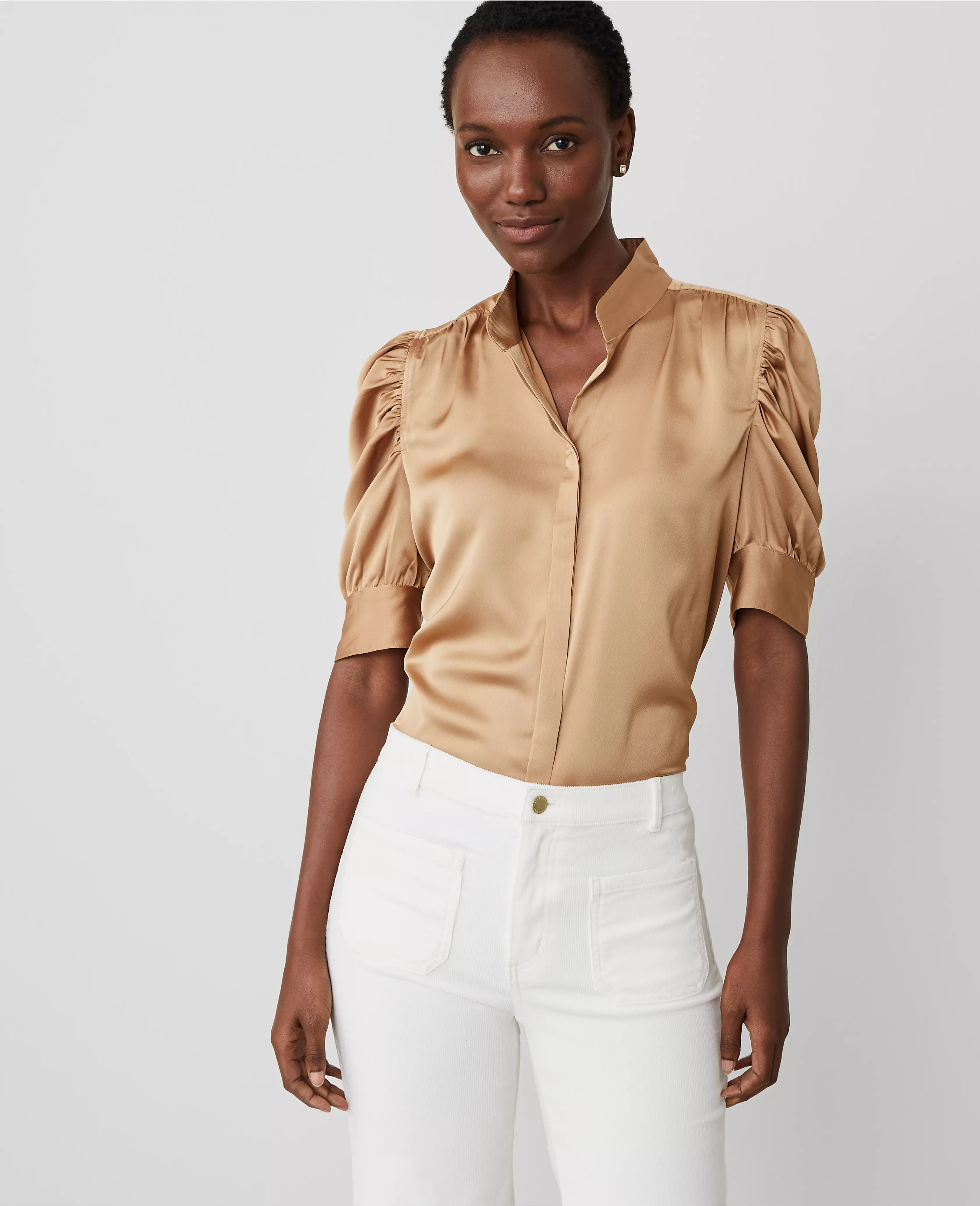 Shirred Puff Sleeve Top | Ann Taylor (US)