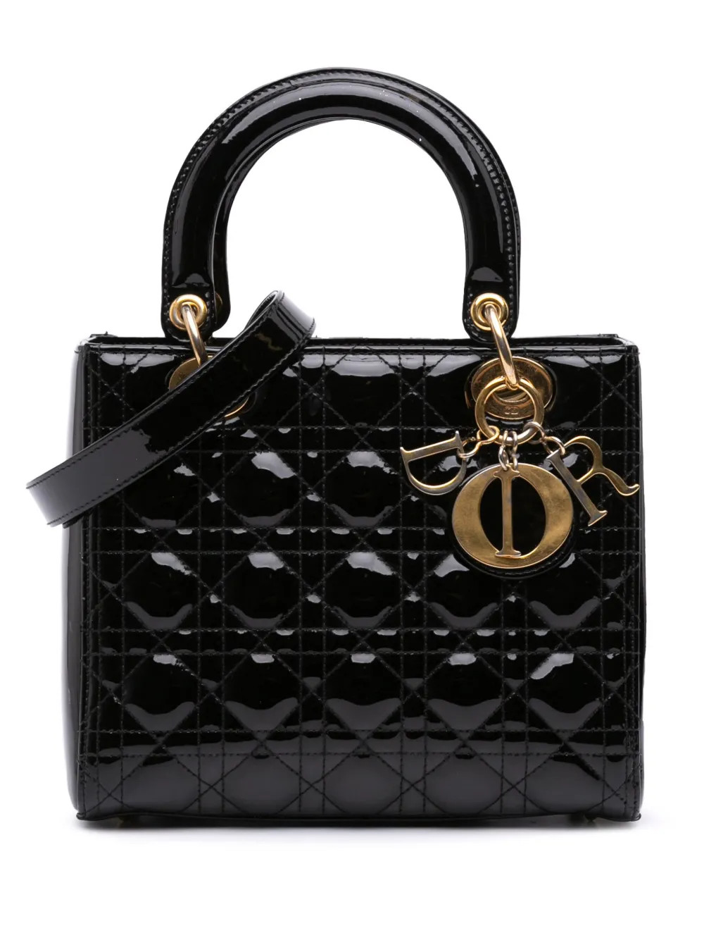 2017 Medium Patent Cannage Lady Dior satchel | Farfetch Global