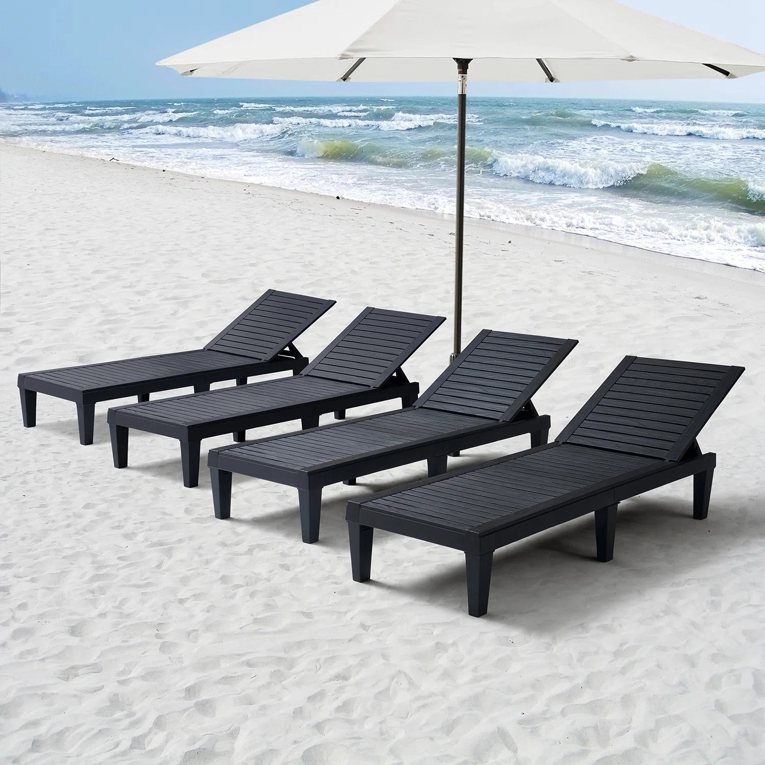 Carrine Waterproof, Lightweight, and Adjustable Outdoor Polyresin Chaise Lounge Chair Set (Set of... | Wayfair North America