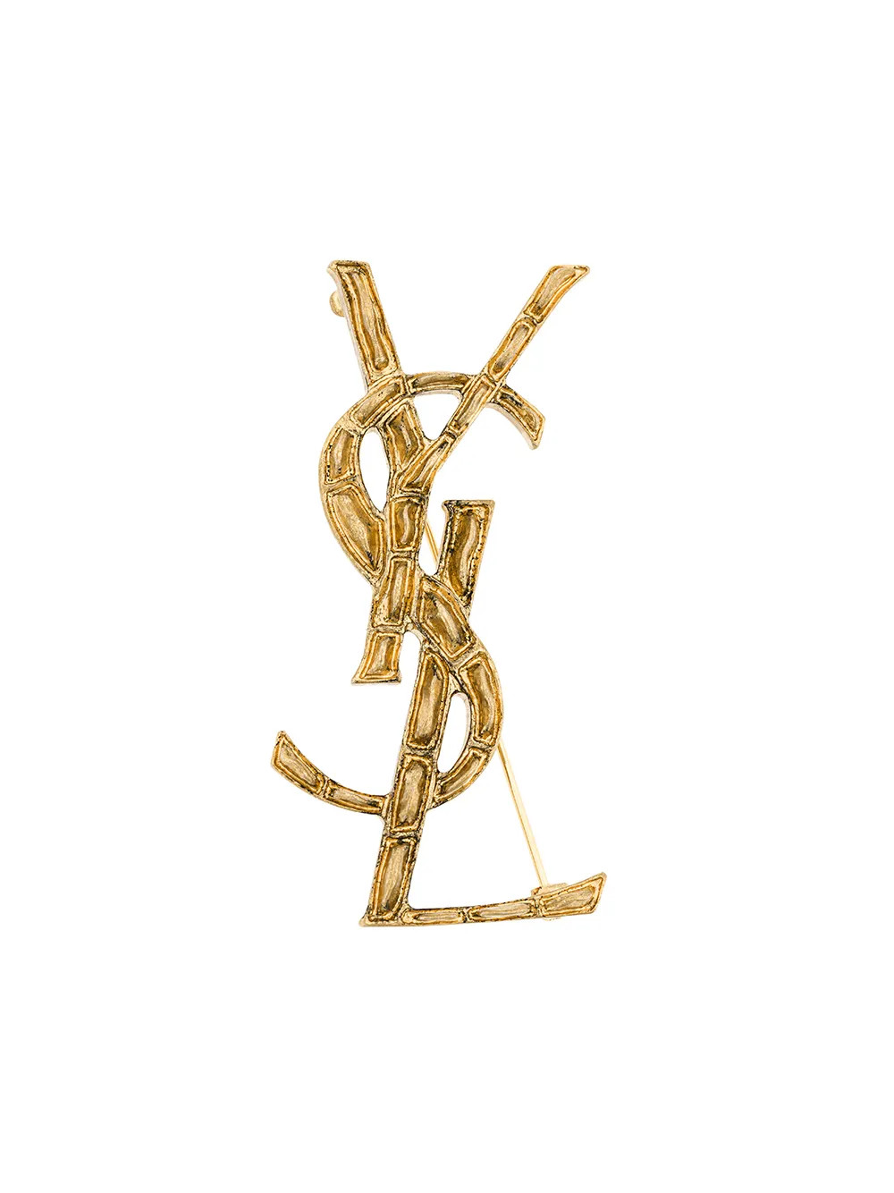Saint Laurent opyum YSL crococile brooch - Metallic | FarFetch US