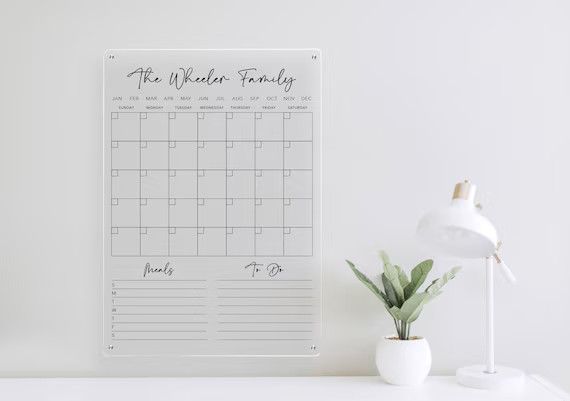 Personalized Acrylic Calendar, To-do list & Meal Planner | Floating Wall Decor | Housewarming Gif... | Etsy (US)