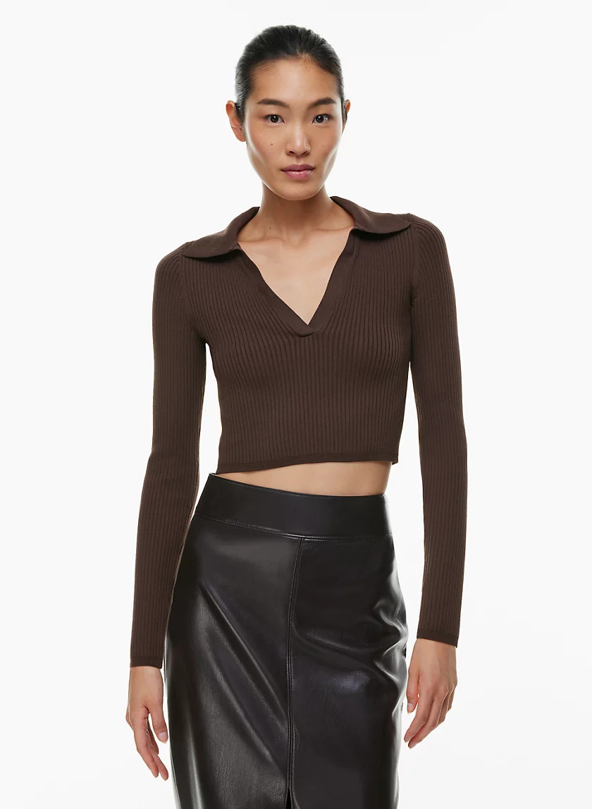 SCULPT KNIT POLO LONGSLEEVE | Aritzia