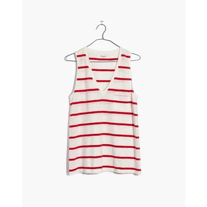 Whisper Cotton V-Neck Pocket Tank in Creston Stripe | Madewell