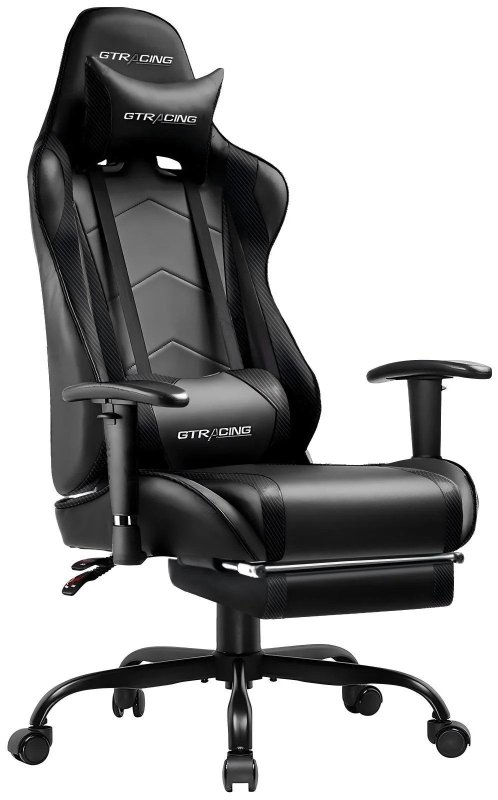 GTRACING Gaming Chair Office Chair PU Leather with Footrest & Adjustable Headrest, Black | Walmart (US)