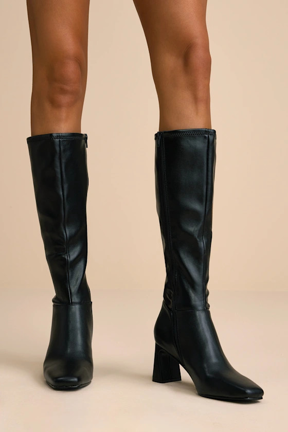 Hunny Black Square-Toe Knee-High Boots | Lulus