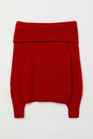 H & M - Off-the-shoulder Sweater - Red | H&M (US)
